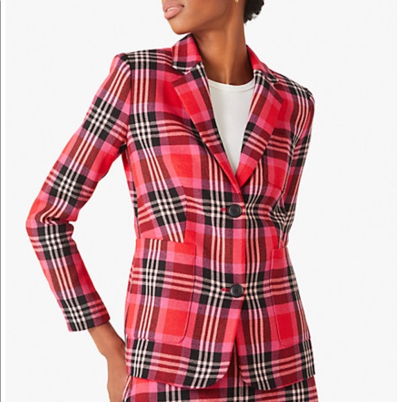 Kate spade plaid blazer red and pink size 8